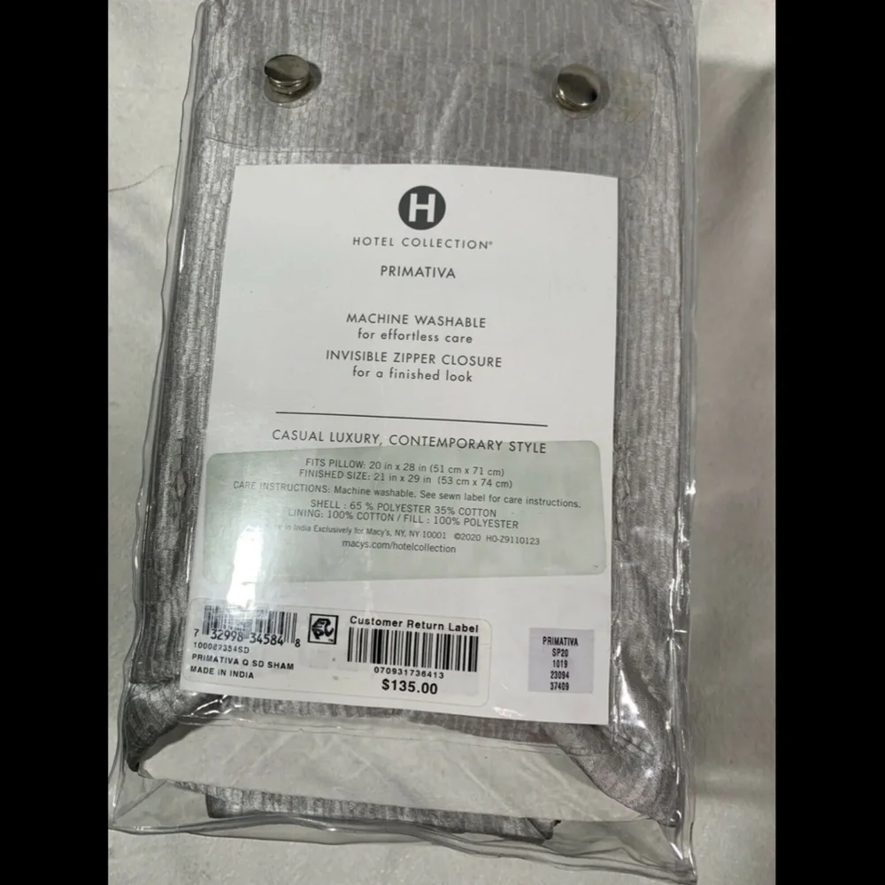 NIB Hotel Collection Primativa Quilted (1) Standard Sham‎ Pillow Case